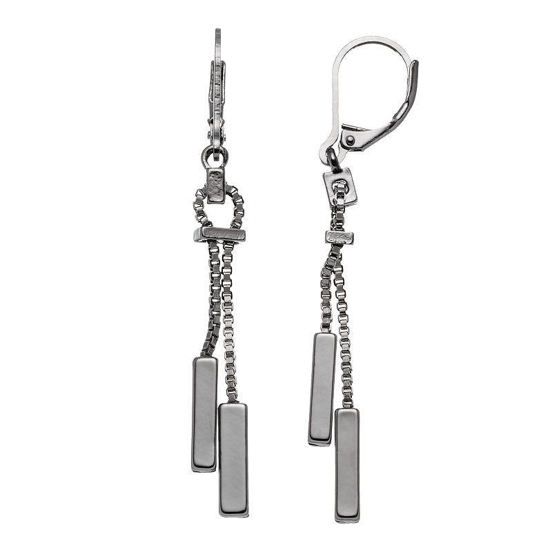 Simply Vera Vera Wang Bar Box Chain Drop Earrings, Womens, Gray Product Image