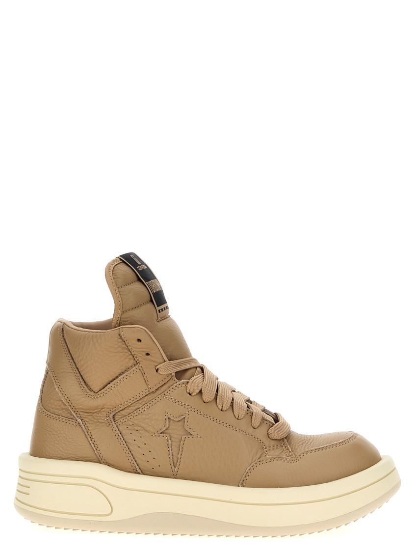 RICK OWENS Beige Lace Up Sneakers Product Image