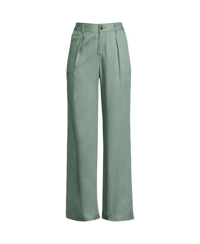 Lands End Womens High Rise Pleated Tencel Fiber Wide Leg Pants Product Image