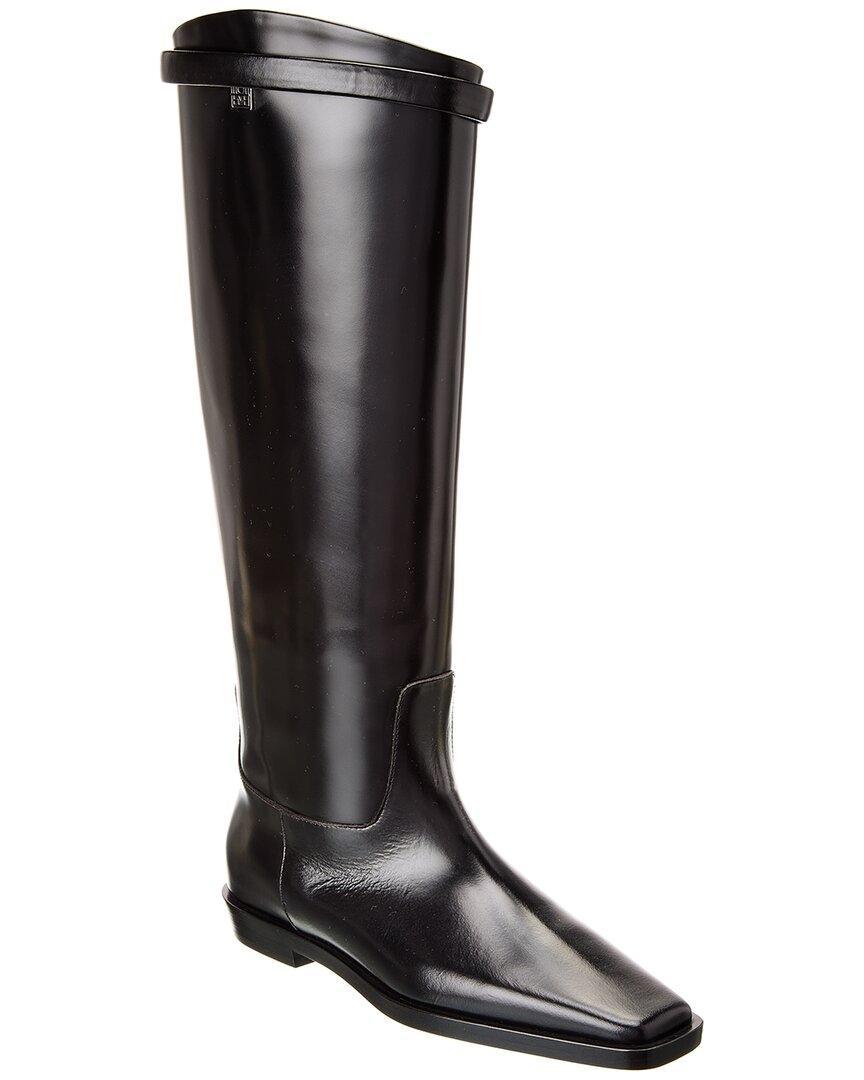 Toteme Knee High Leather Riding Boot In Black Product Image