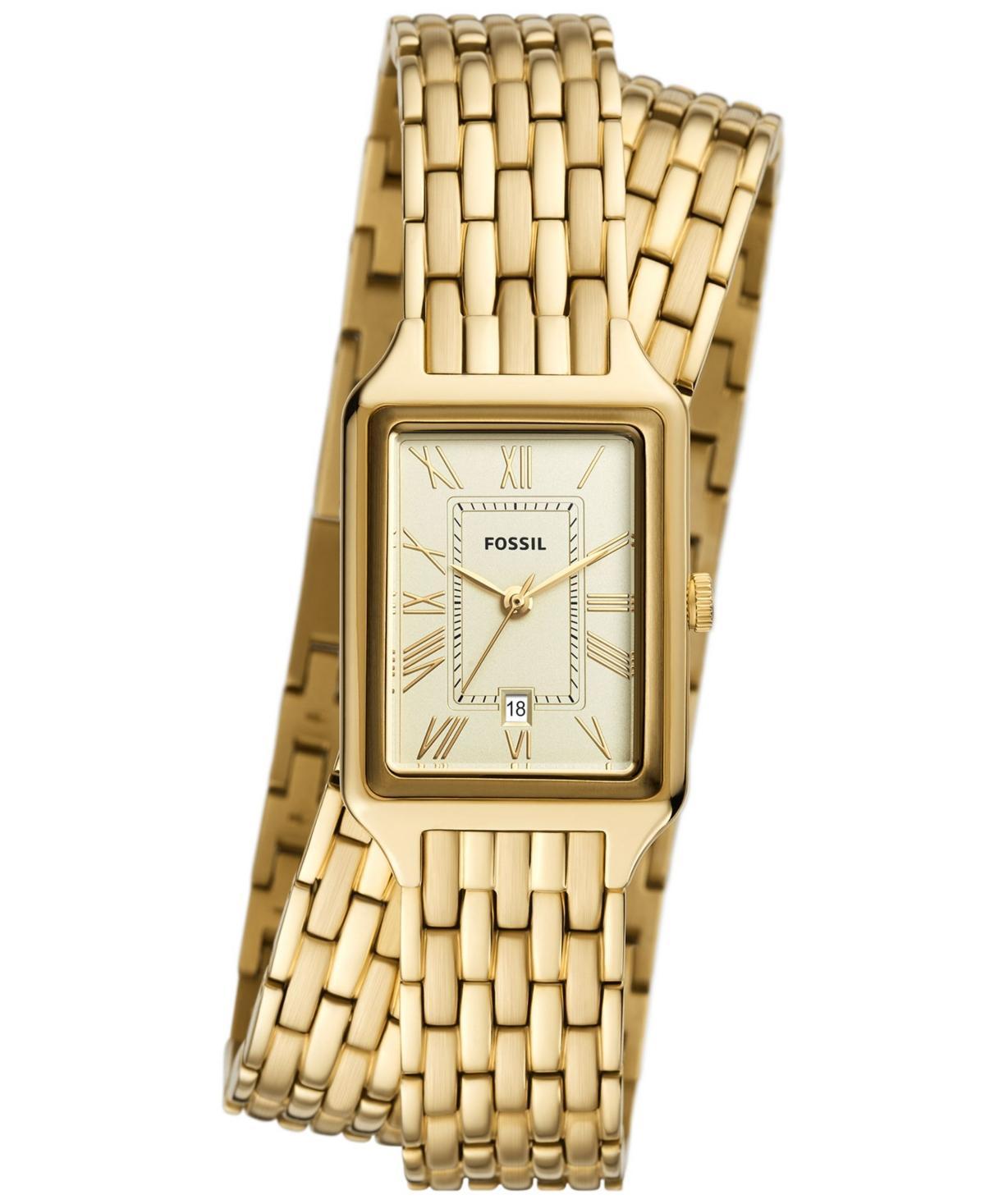 Fossil Womens Raquel Three-Hand Date Gold-Tone Stainless Steel Watch, 23mm Product Image