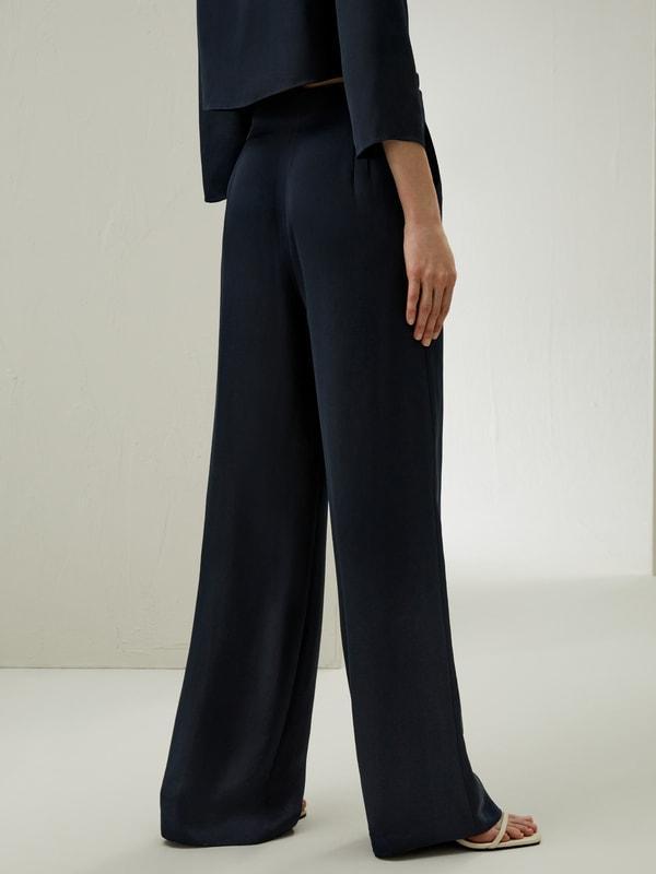 Dubrovnik Button Front Wide Leg Silk Trousers Product Image