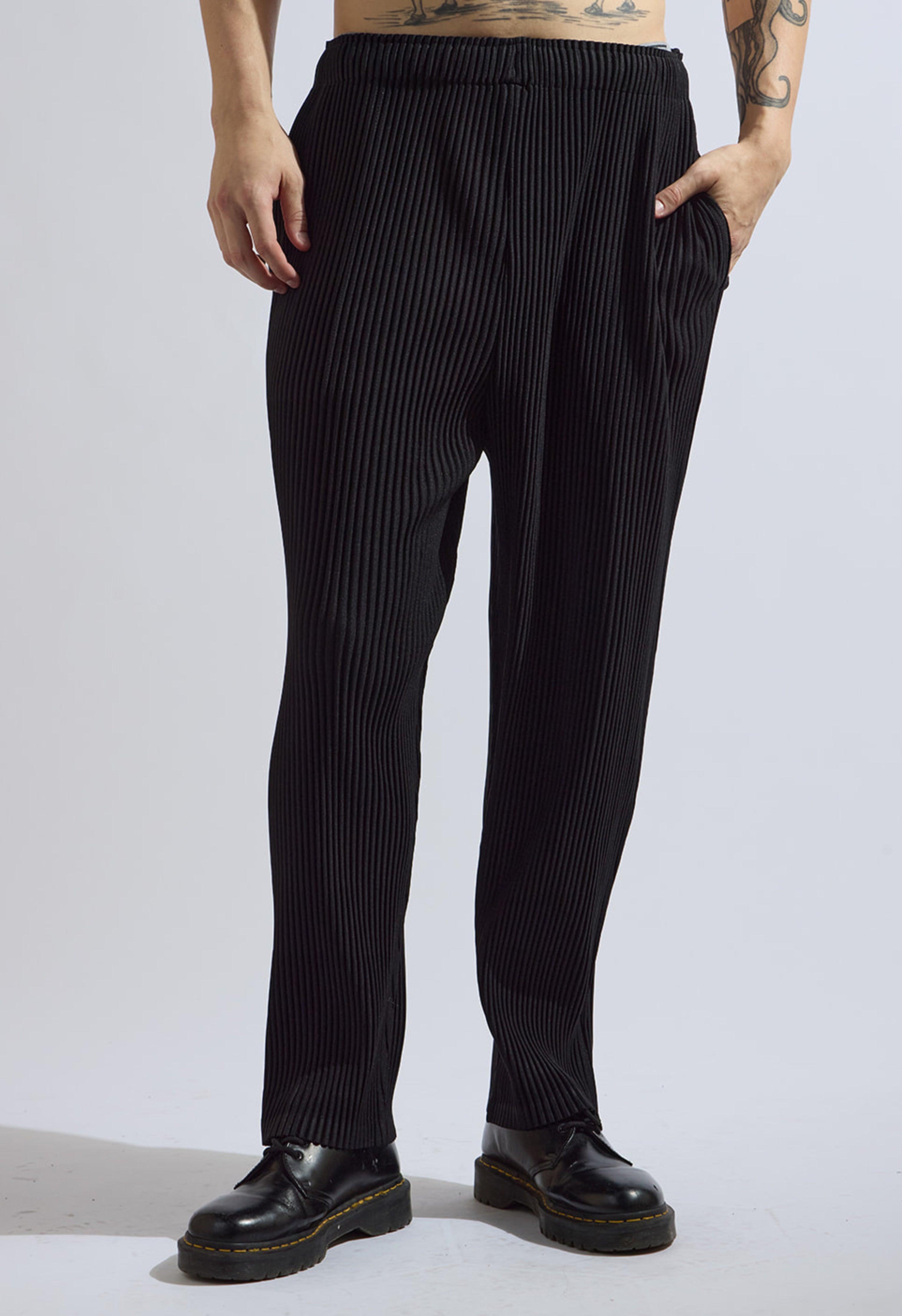 Pleated Trousers in Black Male Product Image