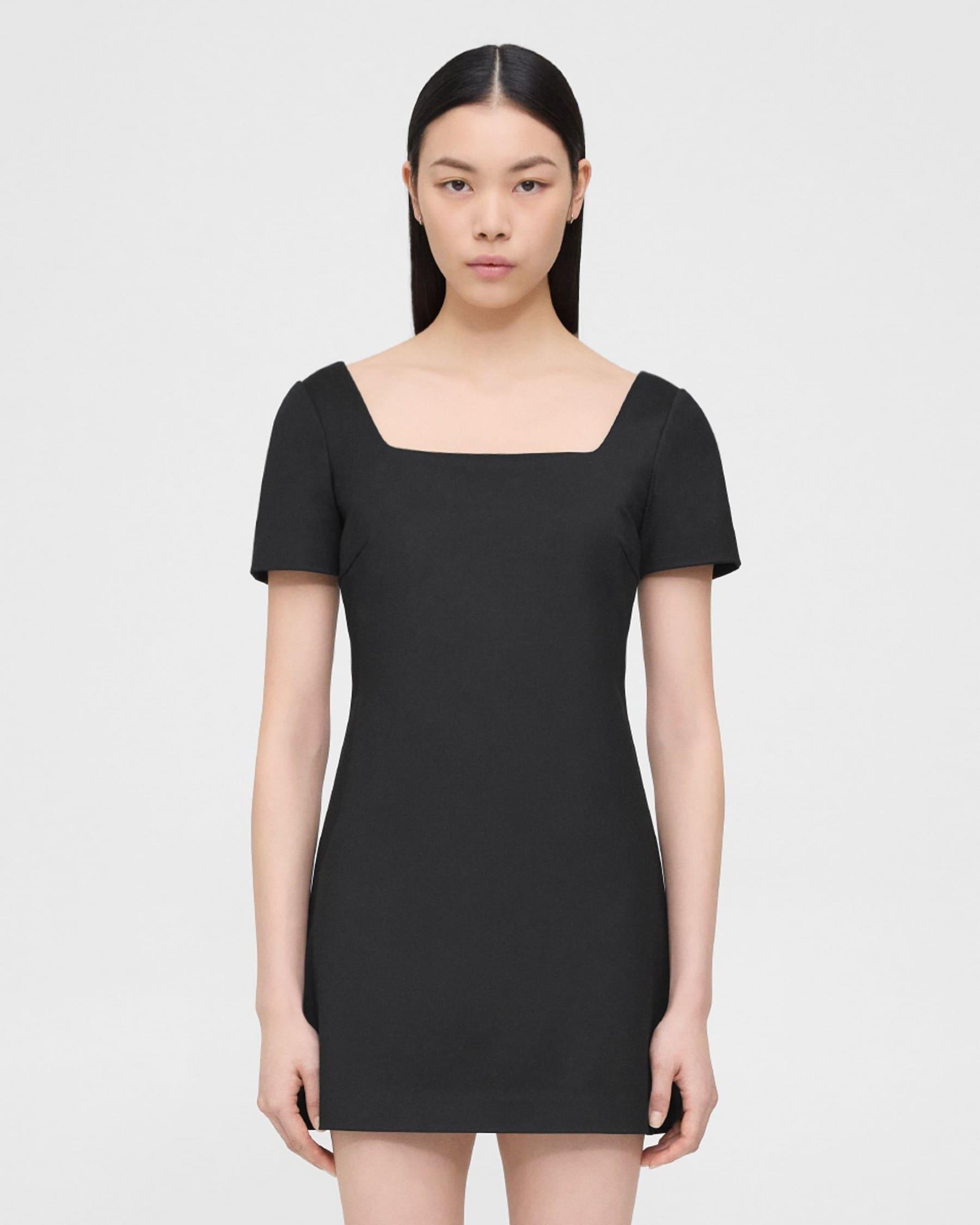 Square Neck Mini Dress in Cotton-Blend Product Image