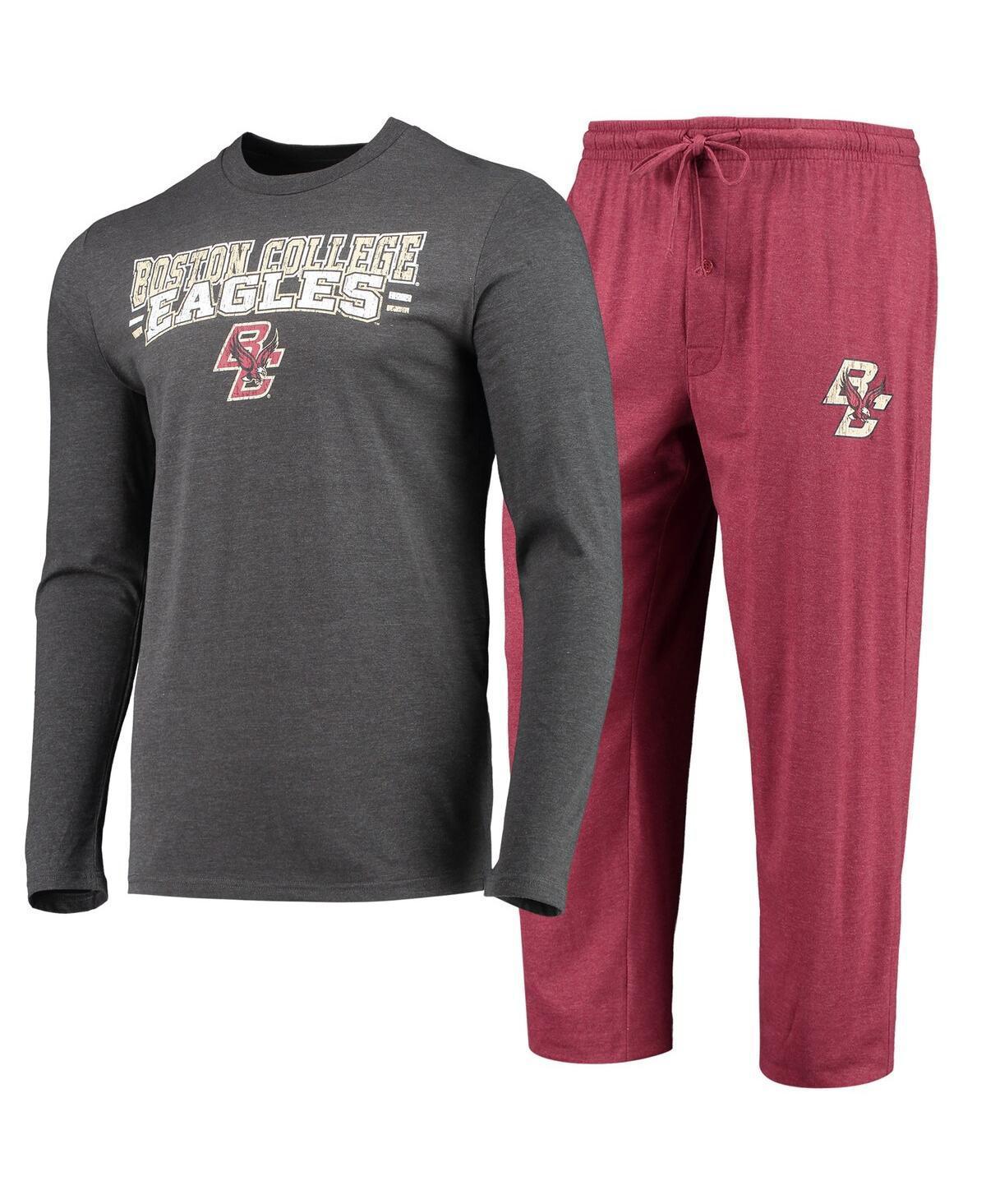 Mens Concepts Sport Maroon/Heathered Charcoal Boston College Eagles Meter Long Sleeve T-Shirt & Pants Sleep Set Product Image