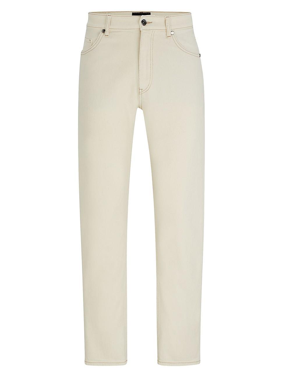 Boss Mens Westwego Regular Straight Fit Jeans in Light Beige Product Image