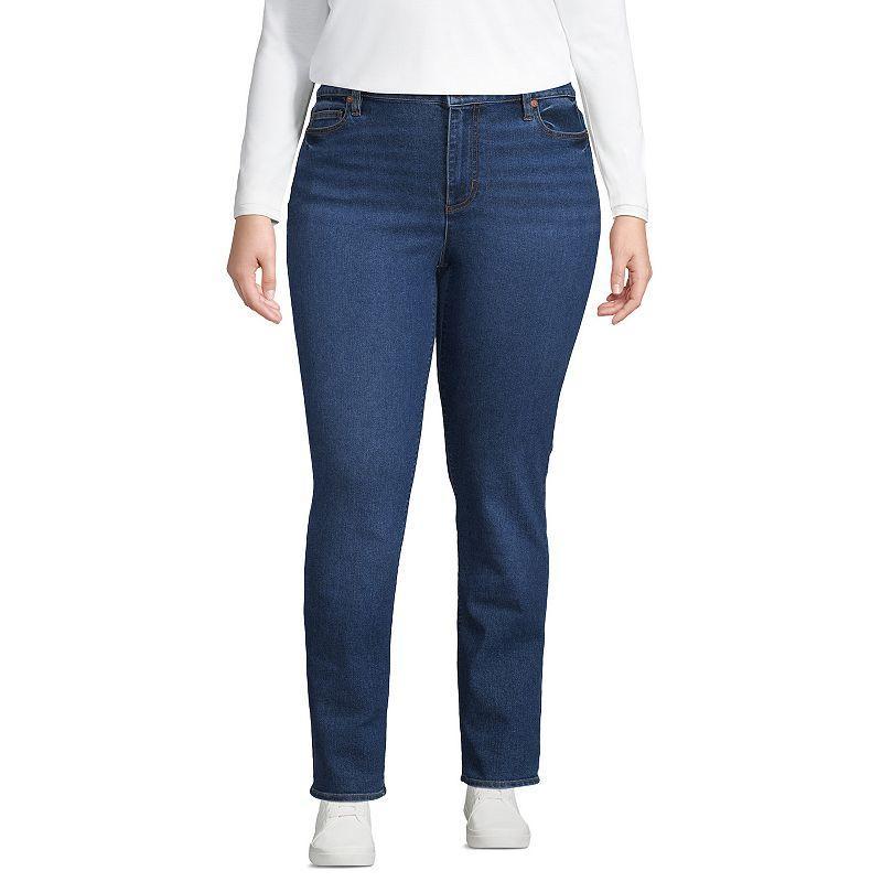 Plus Size Lands End Recover Straight-Leg Jeans, Womens Blue Tide Blue Product Image