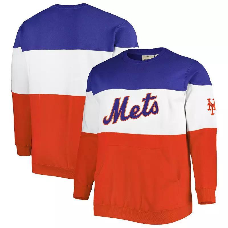 Mens Royal/White New York Mets Big & Tall Pullover Sweatshirt Product Image