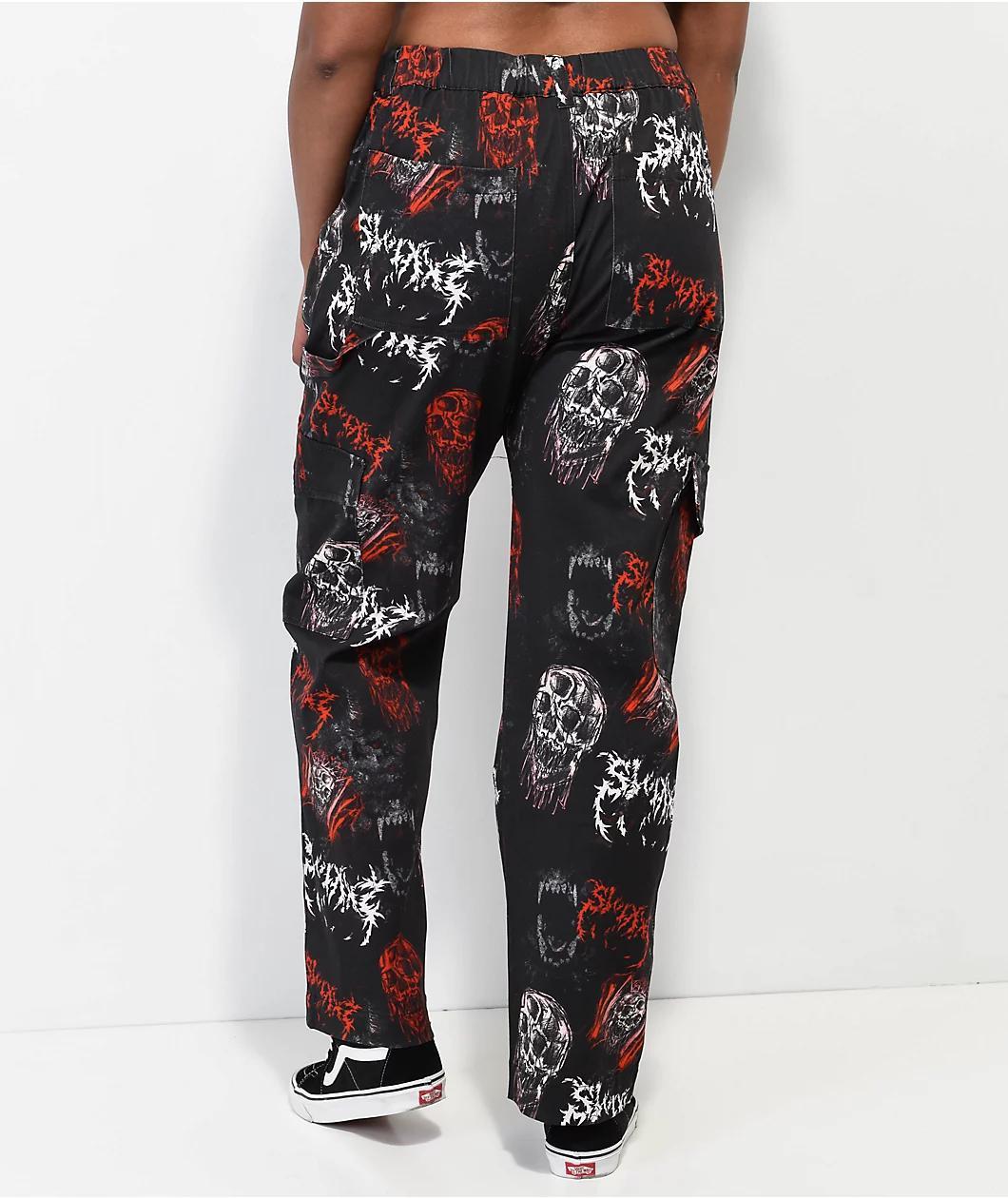 SWIXXZ Monster Pattern Black Cargo Pants Product Image