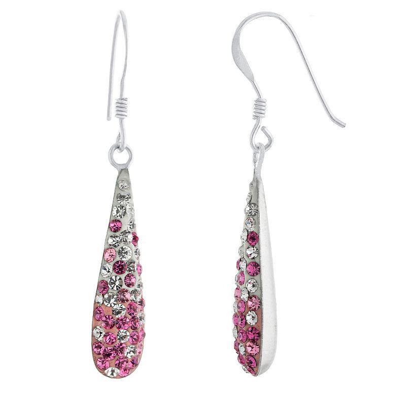 Main and Sterling Sterling Silver Pink Crystal Ombre Teardrop Earrings, Womens Product Image