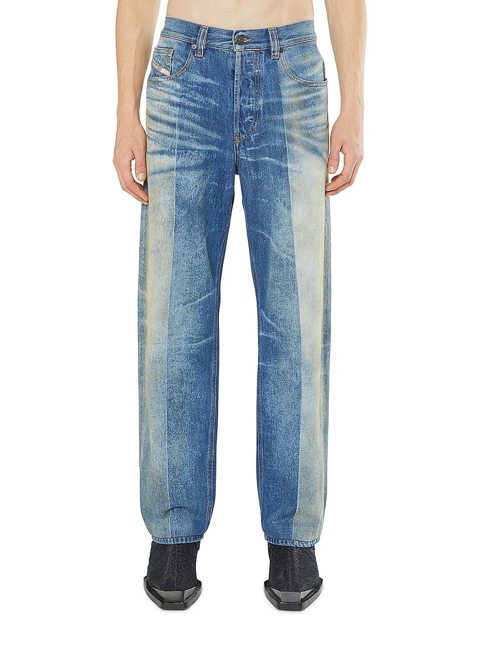 Mens Runway Striped Denim Straight-Leg Jeans Product Image