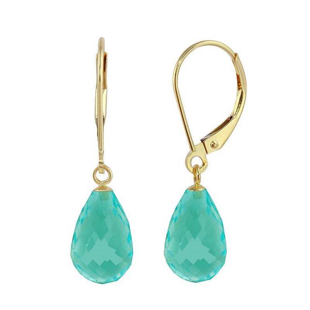 14k Gold Turquoise Briolette Drop Earrings, Womens, Green Product Image