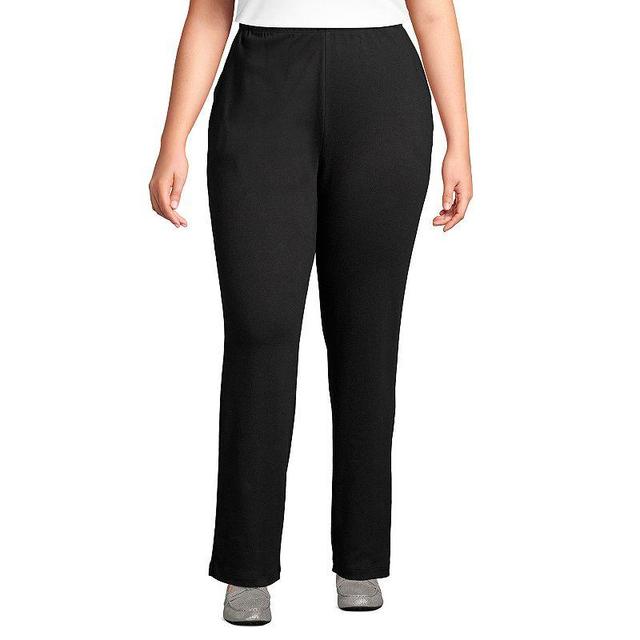 Plus Size Lands End Sport Knit High-Waist Pull-On Pants, Womens Flax Grey Product Image