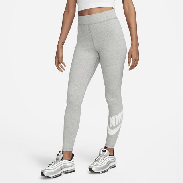 Nike Womens Nike NSW Classic Graphic HR Futura Tights - Womens Dark Grey Heather/White Product Image