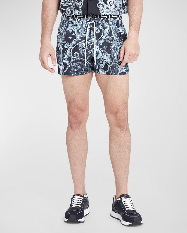 Mens Barocco Swim Shorts with Greca Waist Product Image