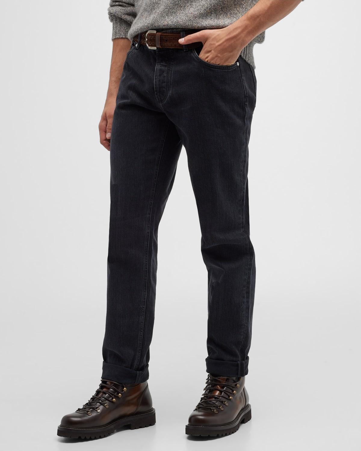 Brunello Cucinelli Men's Non-Stretch Denim Jeans - Size: 56R EU (44R US) - DARK GREY Product Image
