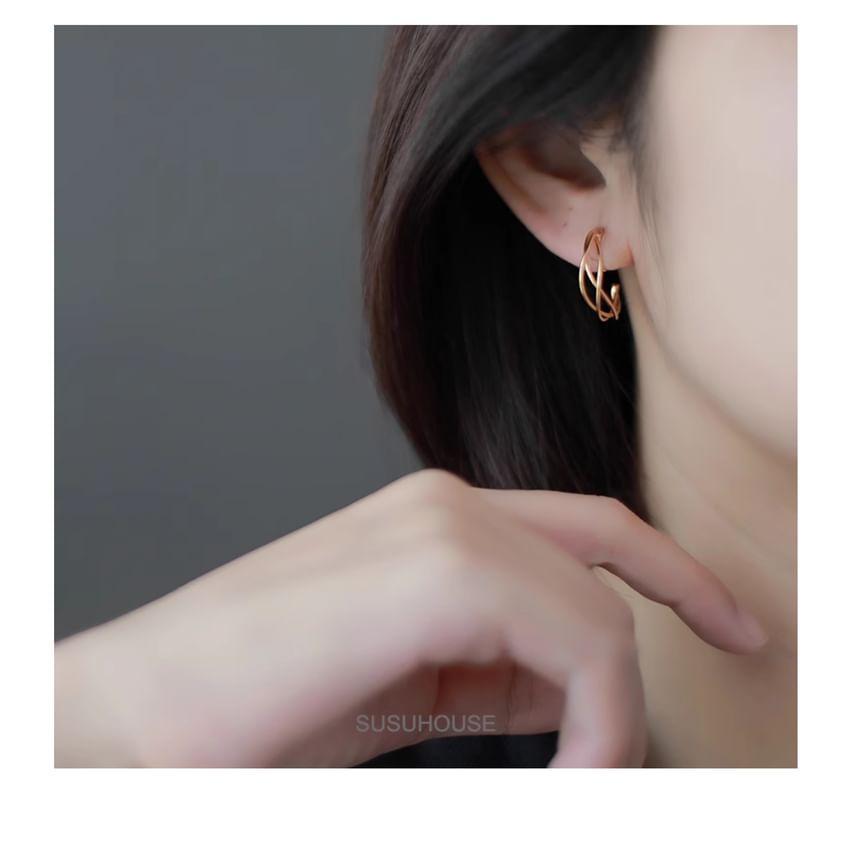 Layered Alloy Hoop Earring Product Image