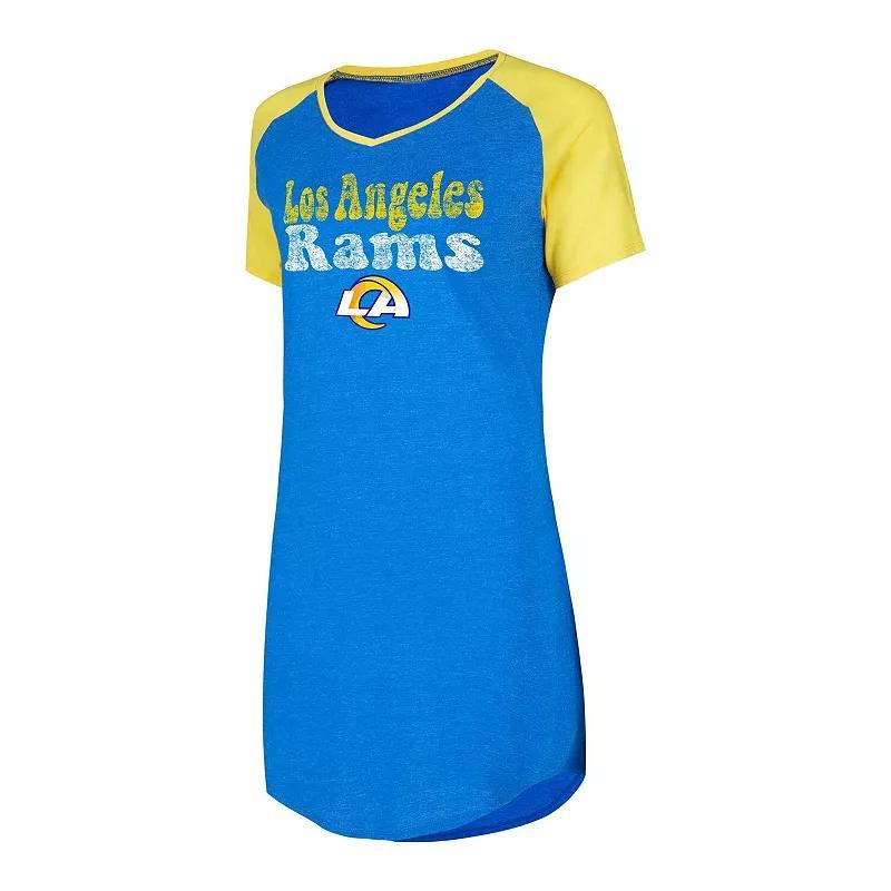 Womens Concepts Sport Royal/Gold Los Angeles Rams Raglan V-Neck Nightshirt Product Image