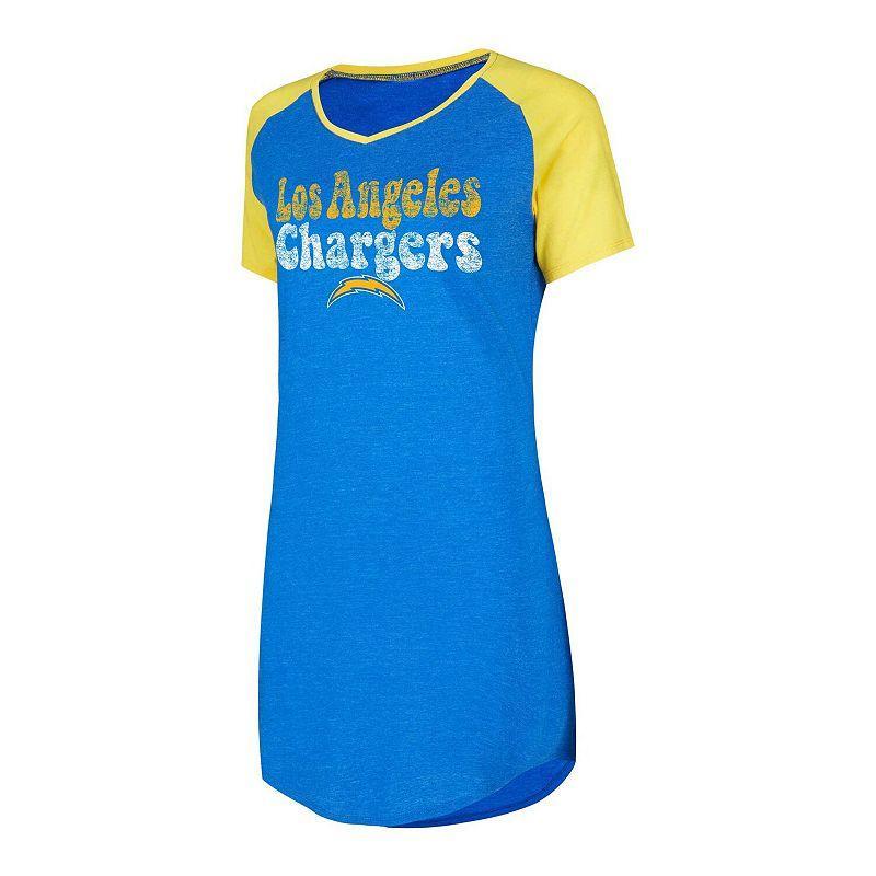 Womens Concepts Sport Royal/Gold Los Angeles Chargers Raglan V-Neck Nightshirt Product Image