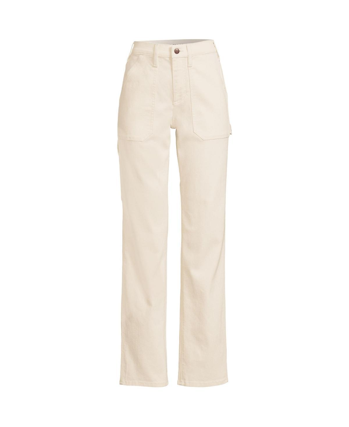 Womens Lands End High-Rise Relaxed-Fit Straight-Leg Recover Denim Jeans White Product Image