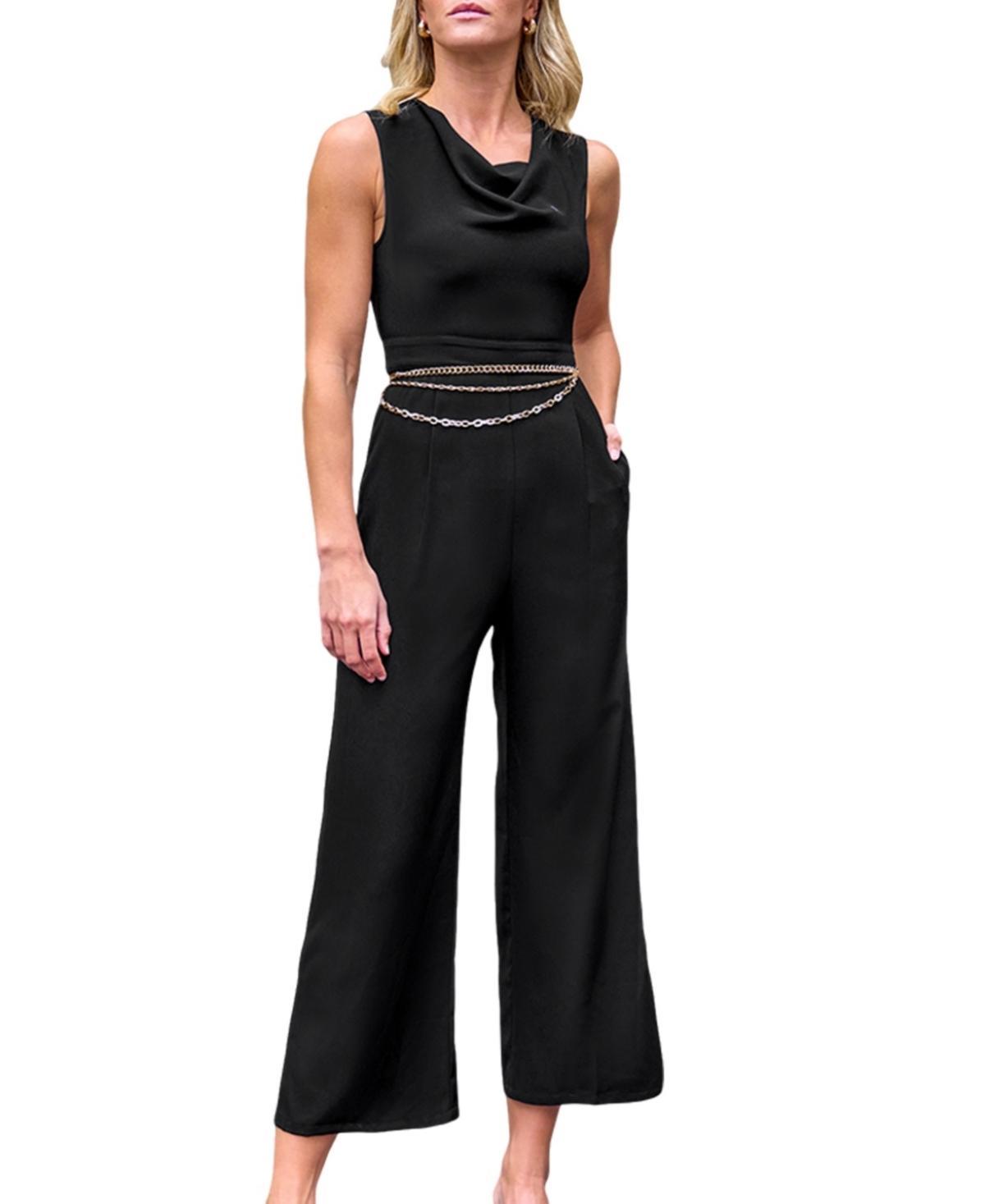 Cupshe Womens Black Cowl Neck Straight Leg Jumpsuit Product Image