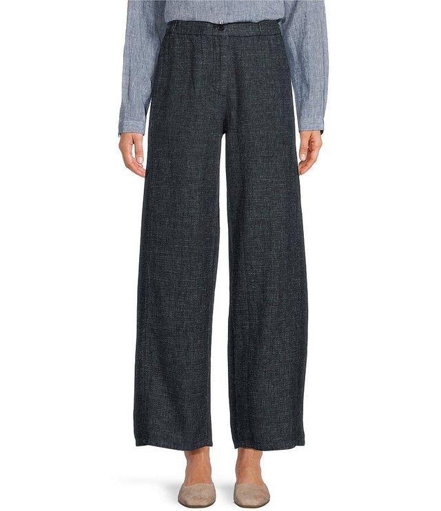 Eileen Fisher Tweedy Hemp Organic Cotton Wide-Leg Pull-On Ankle Pants Product Image