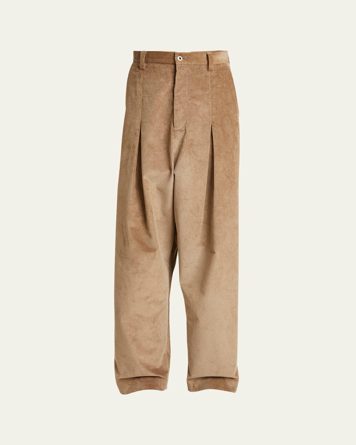 Mens Corduroy Pleated Drop Crotch Pants Product Image