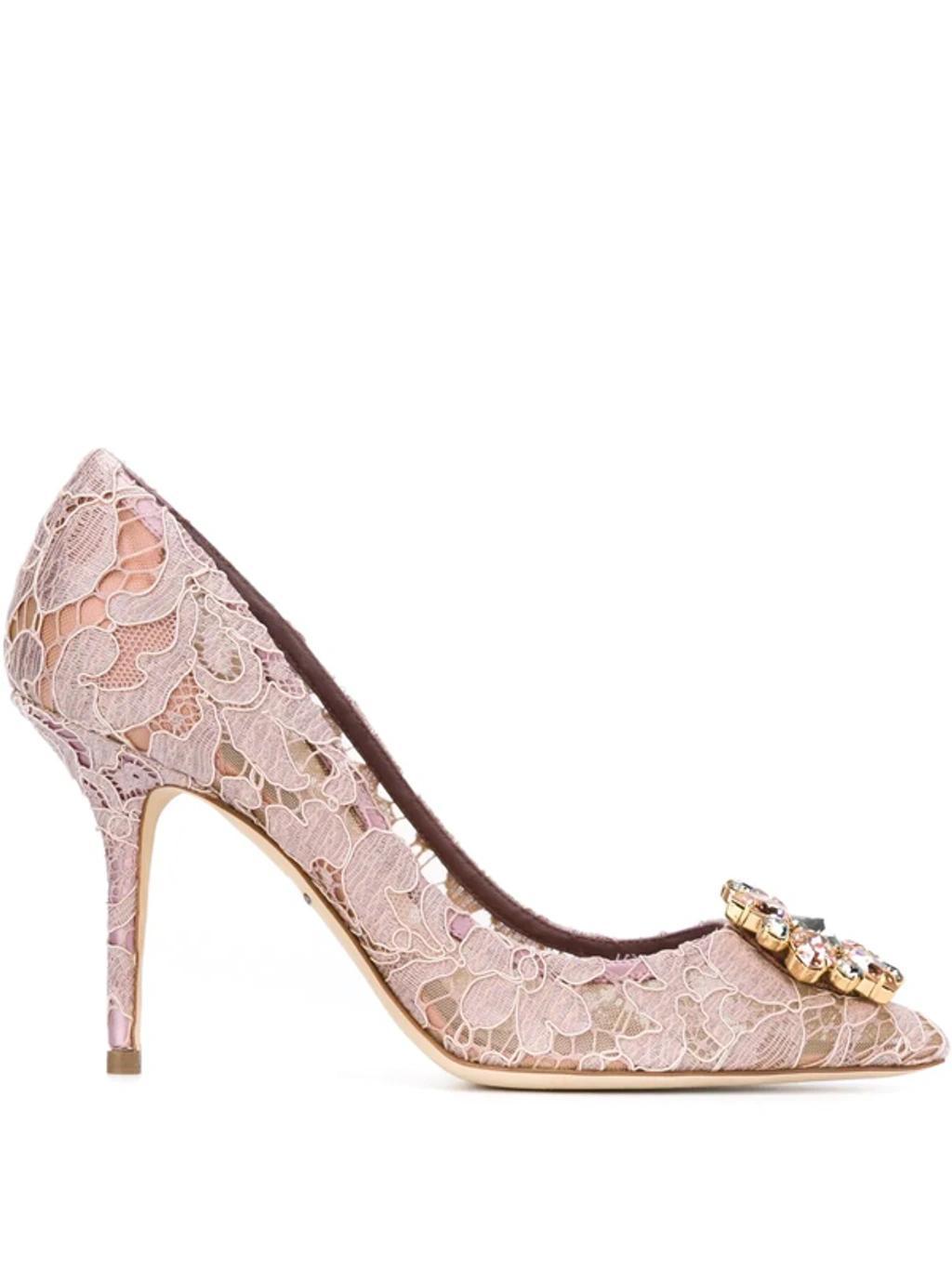 DOLCE & GABBANA Belluci Taormina Lace Pumps In Blush Product Image