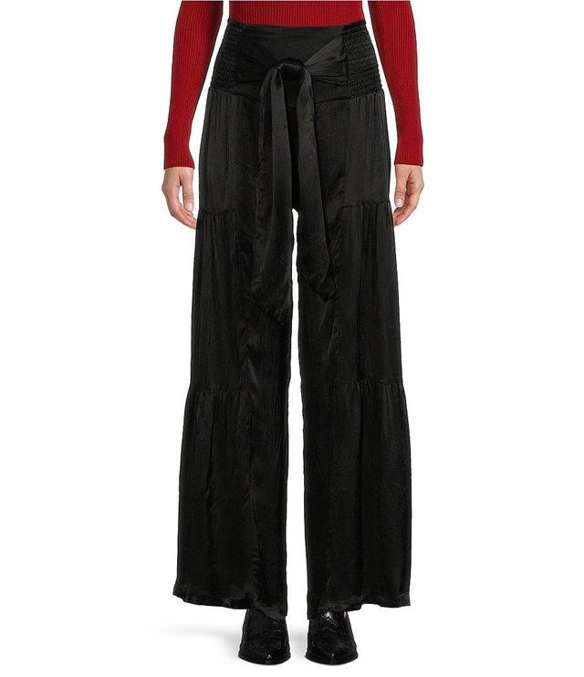 Angie Tie Waist Wide Leg Tier Pants Product Image