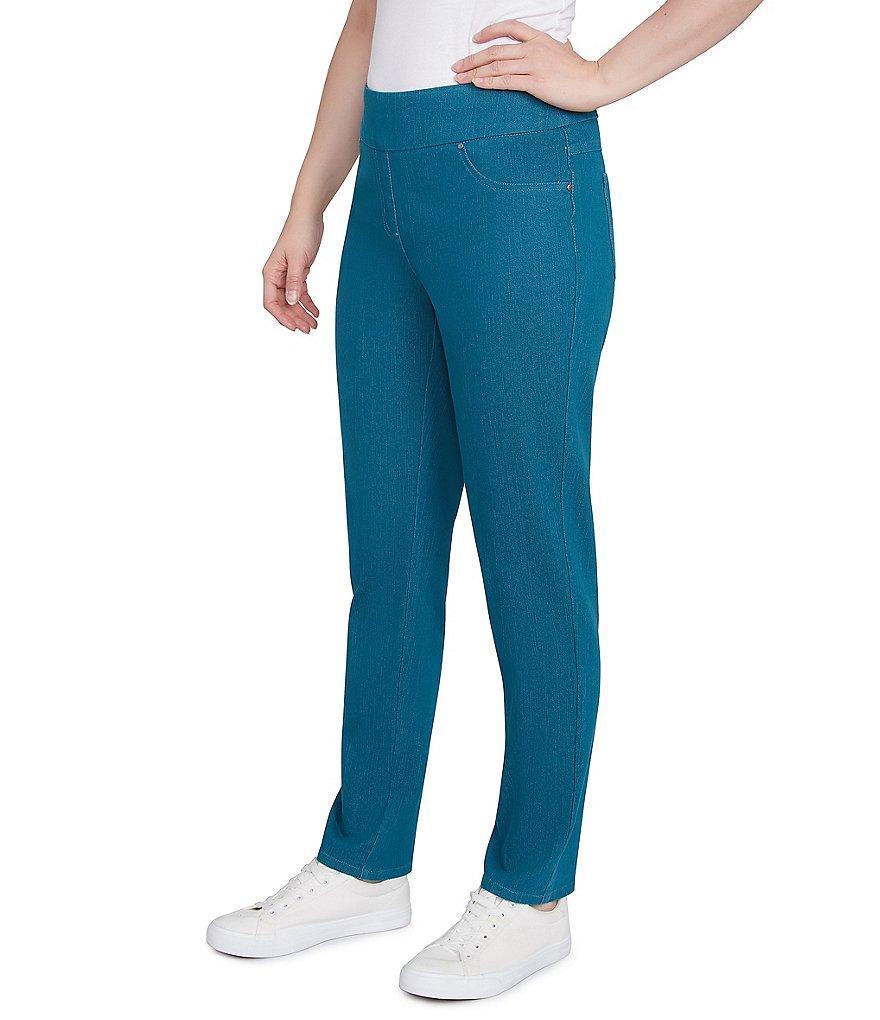 Ruby Rd. Stretch Cotton Blend Straight Slim Leg Pull-On Denim Jeans Product Image