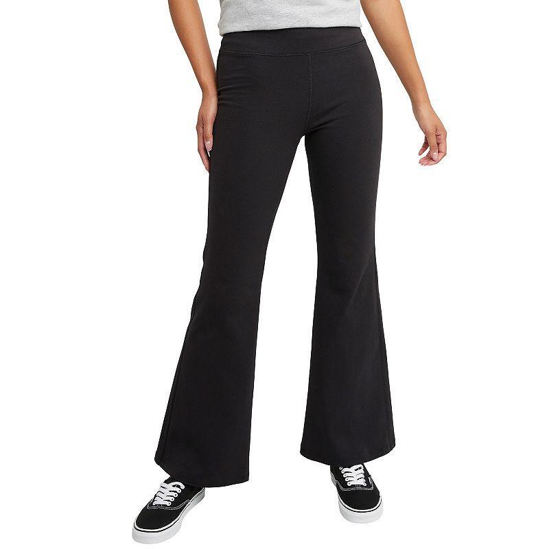 Womens Hanes Originals Stretch Jersey Flare Pants Black Product Image