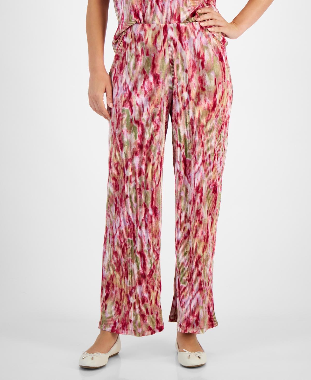 Jm Collection Womens Printed Plisse Wide-Leg Pants, Created for Macys Product Image