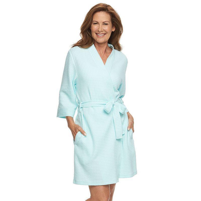 Womens Croft & Barrow Waffle Texture Robe Blue Product Image