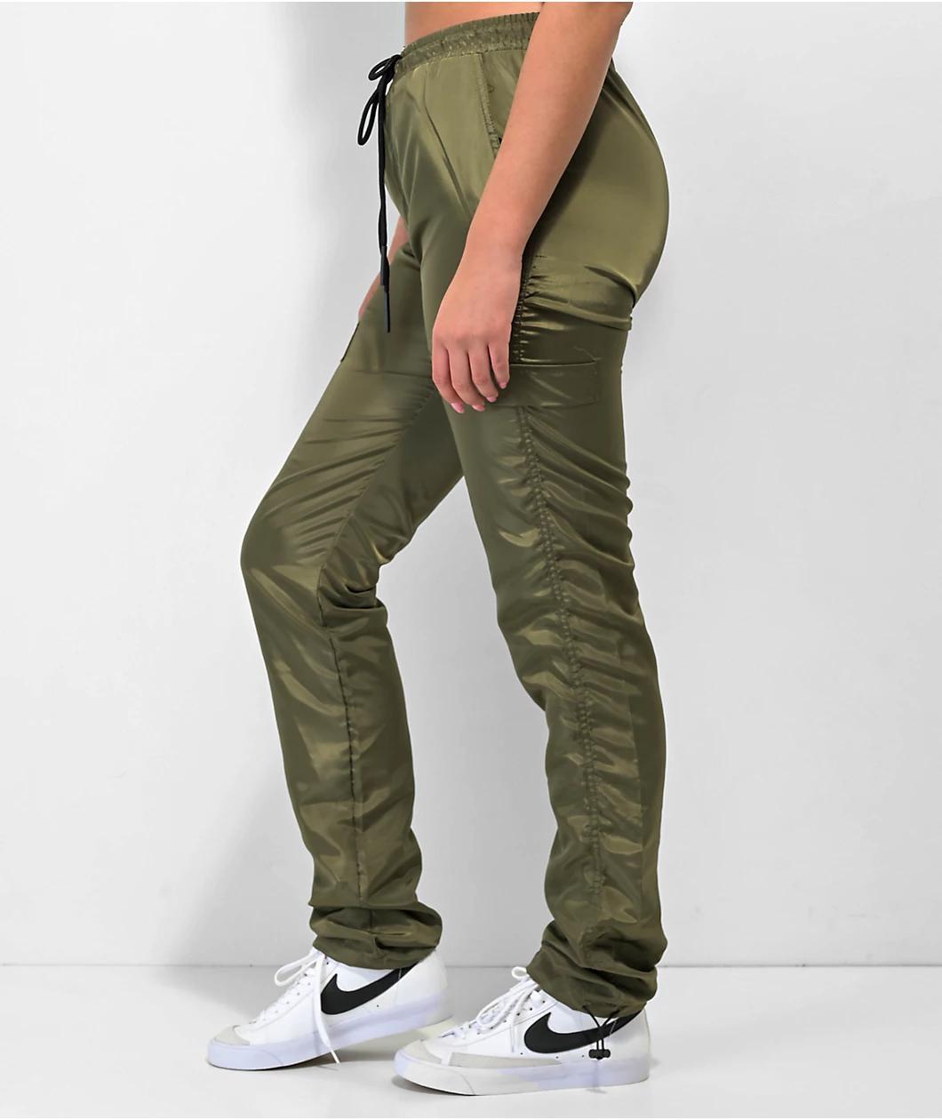 American Stitch Olive Satin Jogger Pants Product Image