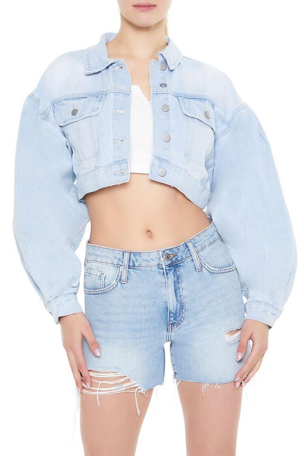 Cropped Denim Trucker Jacket | Forever 21 Product Image