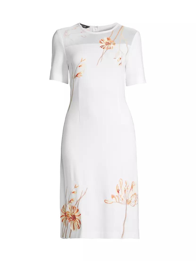 Embroidered Floral Knee-Length Dress Product Image