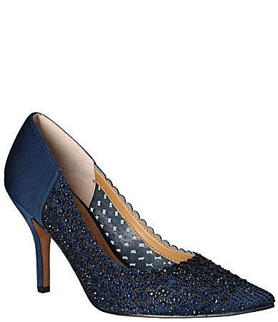 J. Renee Sesily Satin Rhinestone Embellished Pointed Toe Pumps Product Image