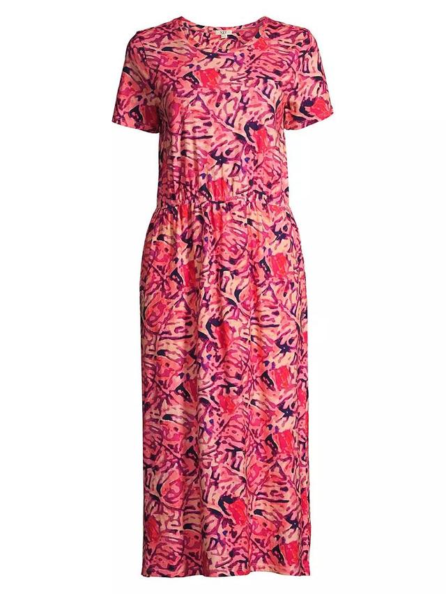 Blurred Floral Cotton Midi-Dress Product Image