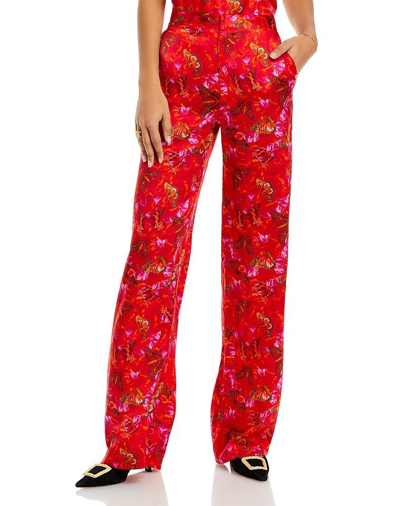 LAgence Livvy Silk Butterfly Straight Leg Pants Product Image