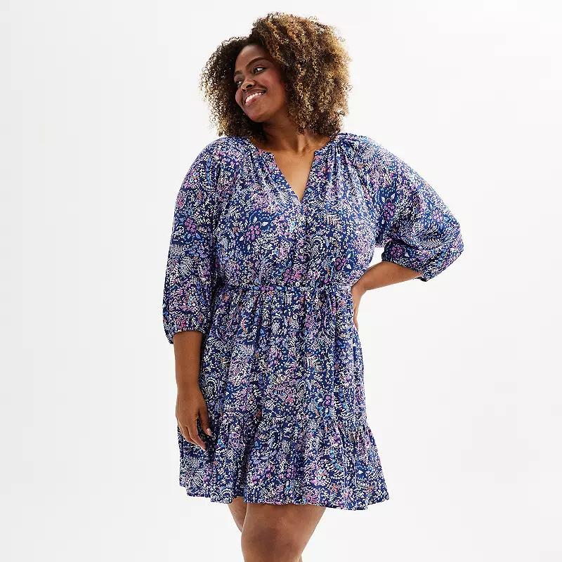 Plus Size Sonoma Goods For Life Femme Button Front Mini Dress, Womens Product Image