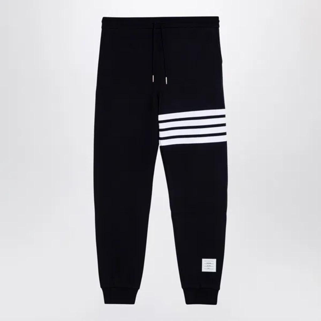 Navy Blue Cotton Jogging Trousers In Black Product Image