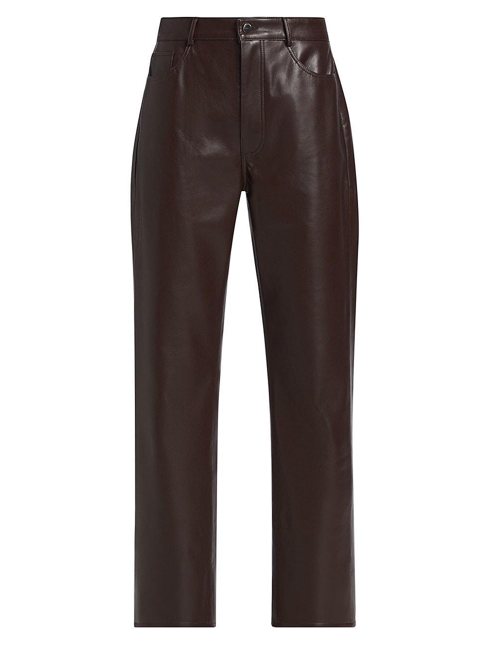 Womens Demora Leather Straight-Leg Pants product image