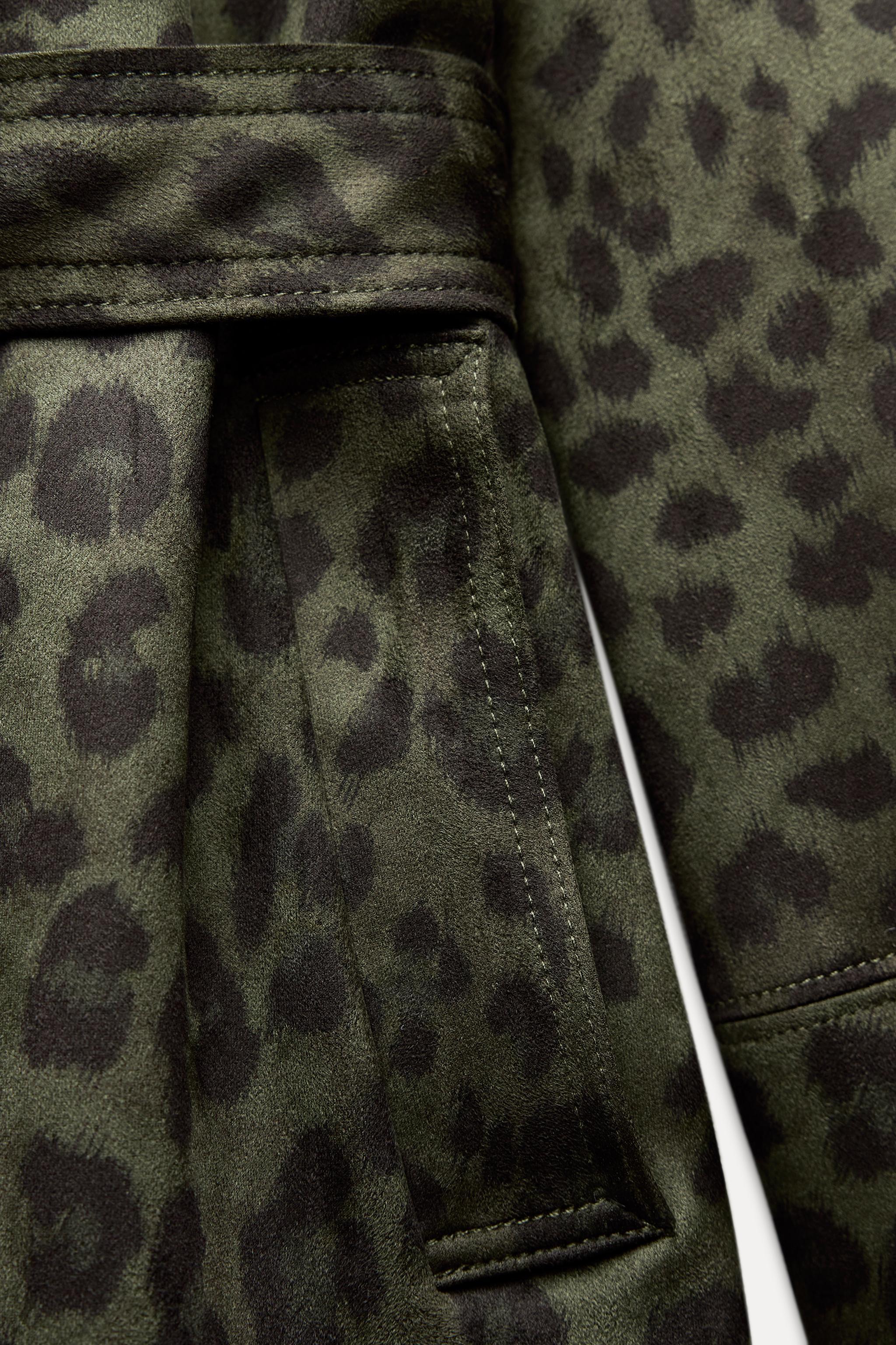 FAUX SUEDE ANIMAL PRINT CROPPED TRENCH Product Image