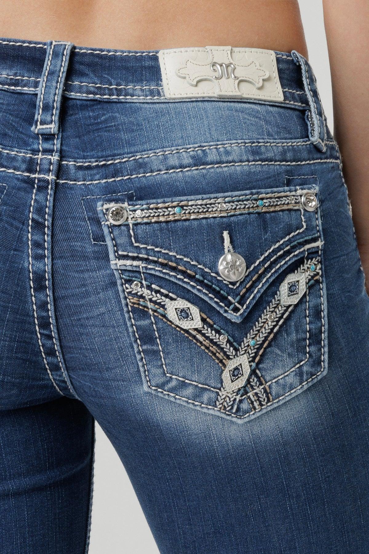 Stitched and Jaded Bootcut Jeans Product Image