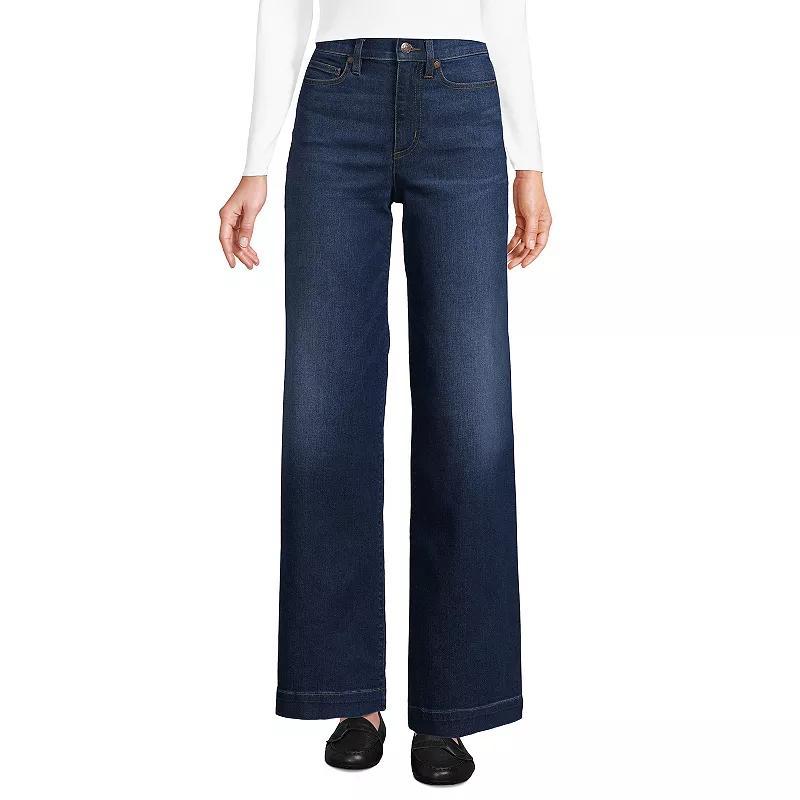 Petite Lands End Recover High-Rise Wide-Leg Jeans, Womens Product Image