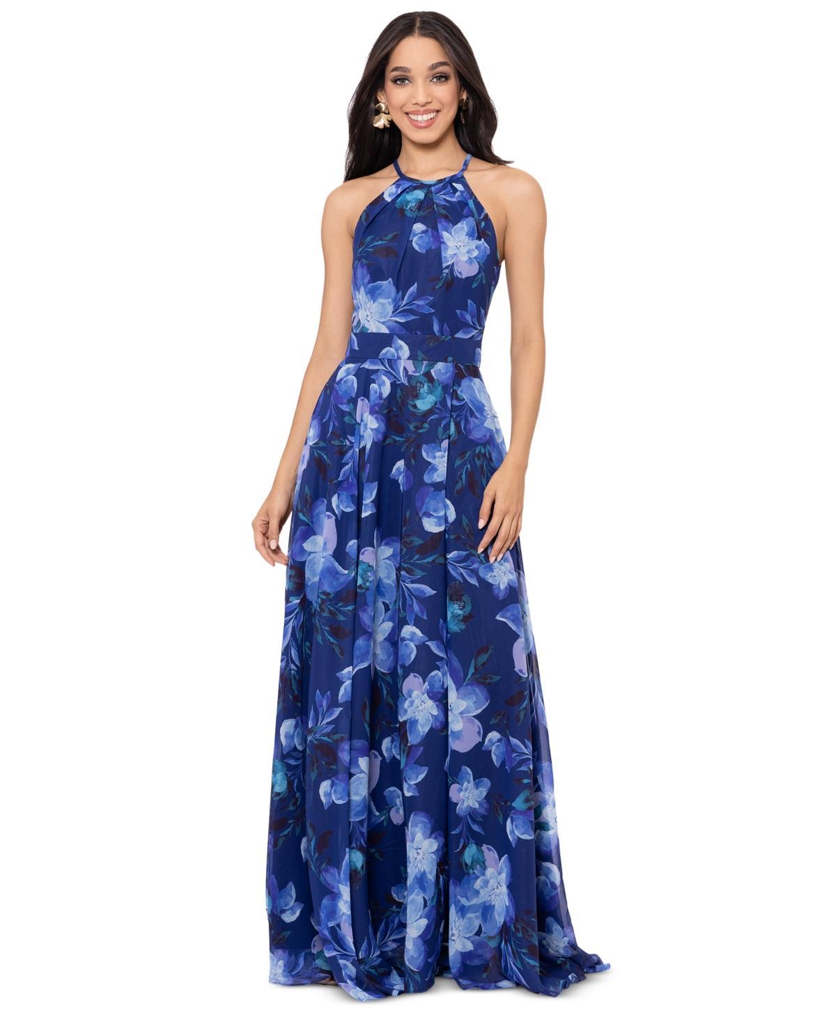 Women's Floral-Print Halter Gown Product Image