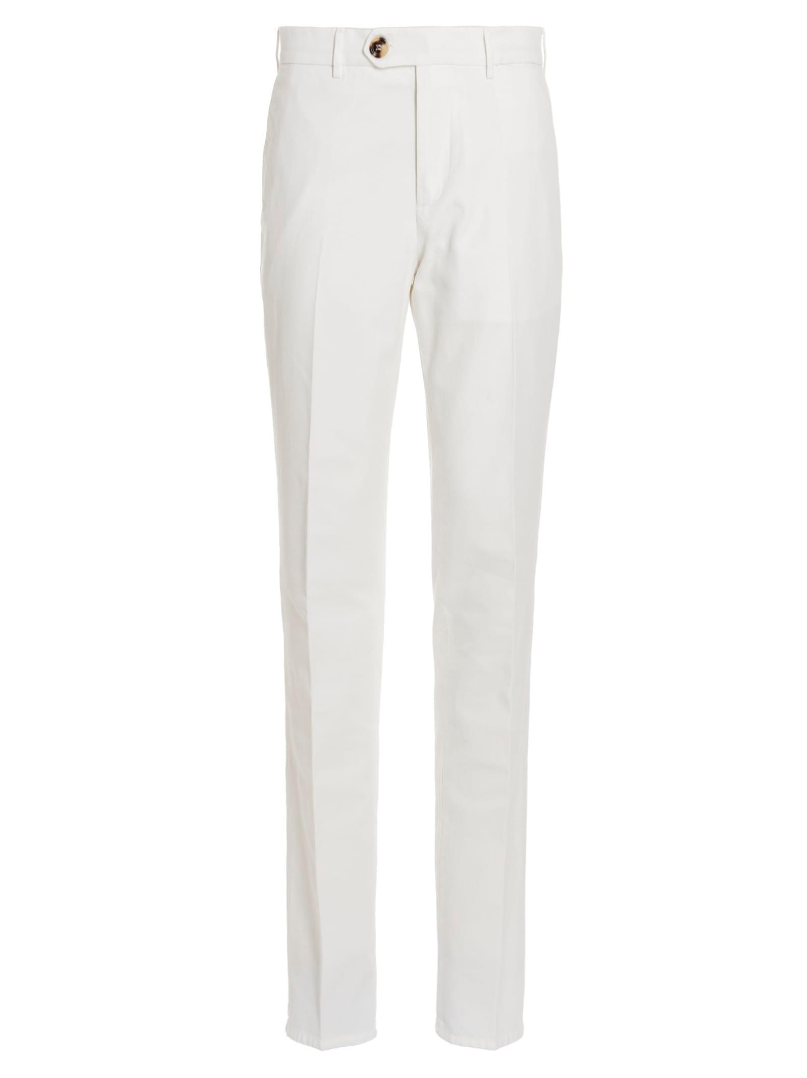 BRUNELLO CUCINELLI Cotton Gabardine Tailored Trousers In White Product Image