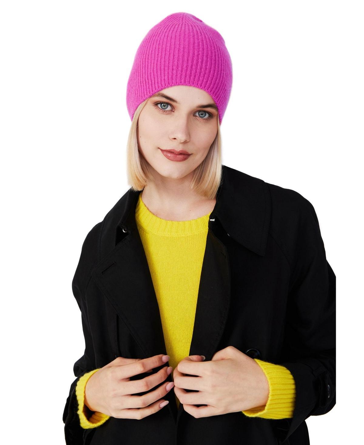 Style Republic Womens 100% Pure Cashmere Fully Ribbed Beanie Product Image