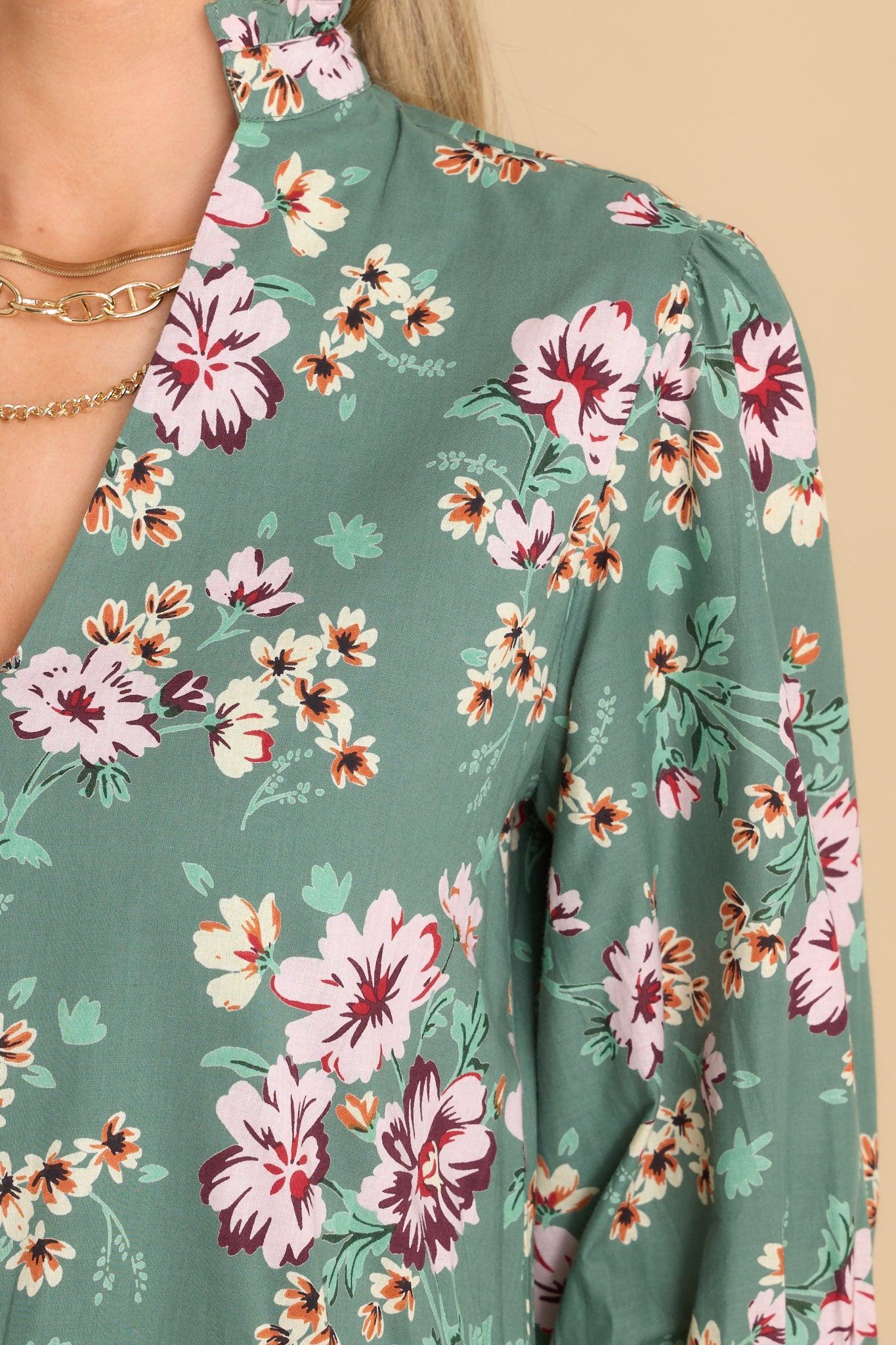 Chloe Apres Floral Dress Sage Product Image