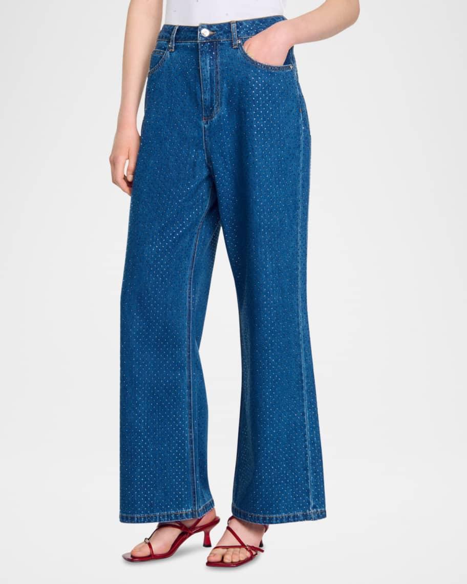 Moonlight Embellished Wide-Leg Jeans Product Image